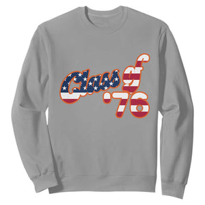 Patriotic Class of 76 Retro American Flag Script Sweatshirt Graduation Birthday Milestone TS02 Sport Gray Print Your Wear
