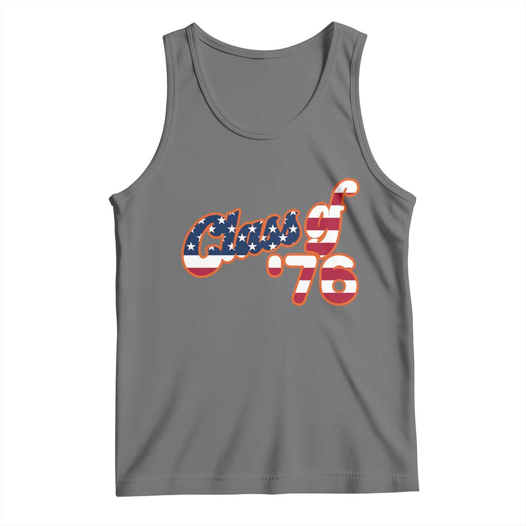 Patriotic Class of 76 Retro American Flag Script Tank Top Graduation Birthday Milestone TS02 Black Heather Print Your Wear
