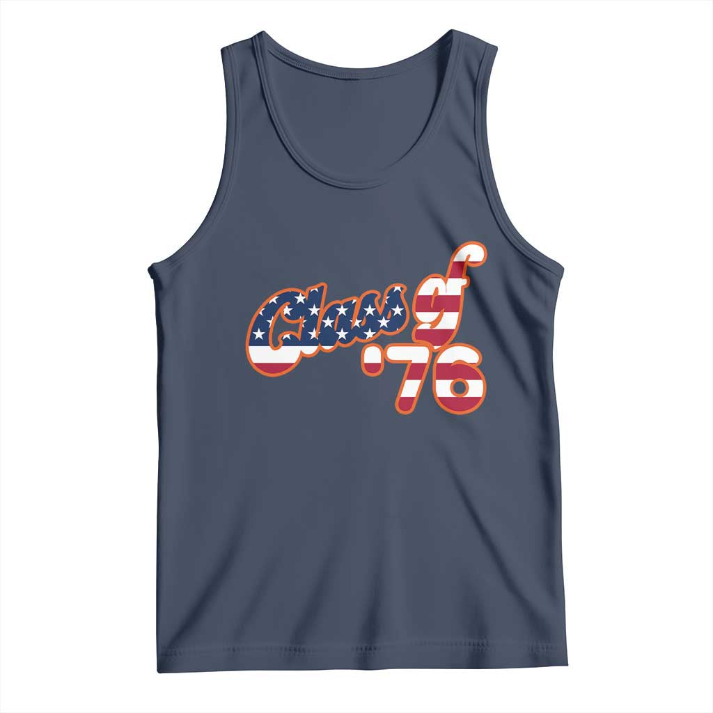 Patriotic Class of 76 Retro American Flag Script Tank Top Graduation Birthday Milestone TS02 Navy Print Your Wear
