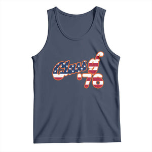 Patriotic Class of 76 Retro American Flag Script Tank Top Graduation Birthday Milestone TS02 Navy Print Your Wear
