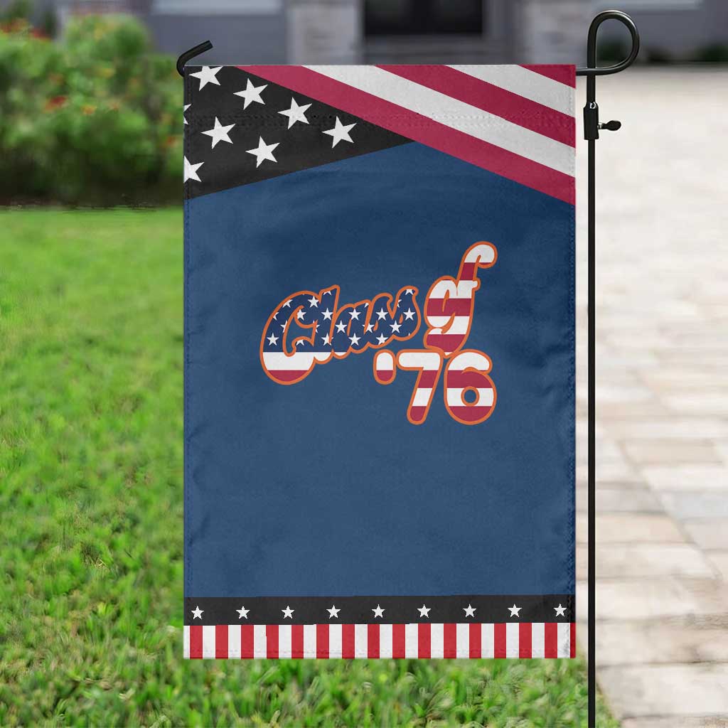 Class of 76 Retro American Flag Script Patriotic Garden Flag Graduation Birthday Milestone TS02 Classic Blue Black Print Your Wear