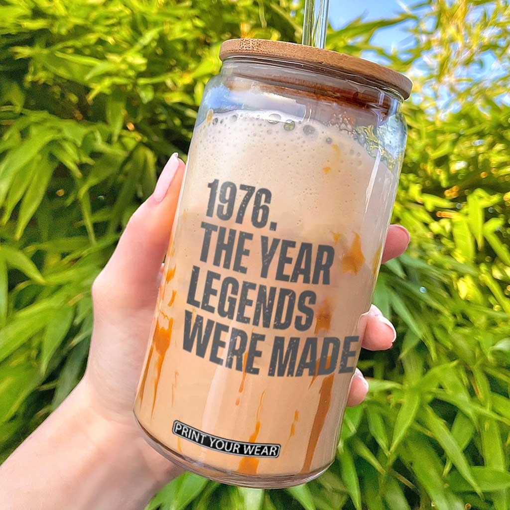 1976 The Year Legends Were Made Glass Can Minimalist Retro 50th Birthday TS02 White Print Your Wear