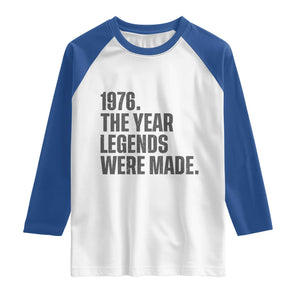 1976 The Year Legends Were Made Raglan Shirt Minimalist Retro 50th Birthday TS02 White Royal Print Your Wear