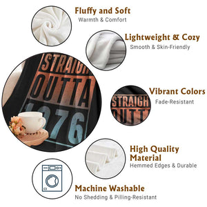 Straight Outta 1976 Throw Blanket Funny 50th Birthday Retro Neon Gradient Effect Printing TS02 Print Your Wear