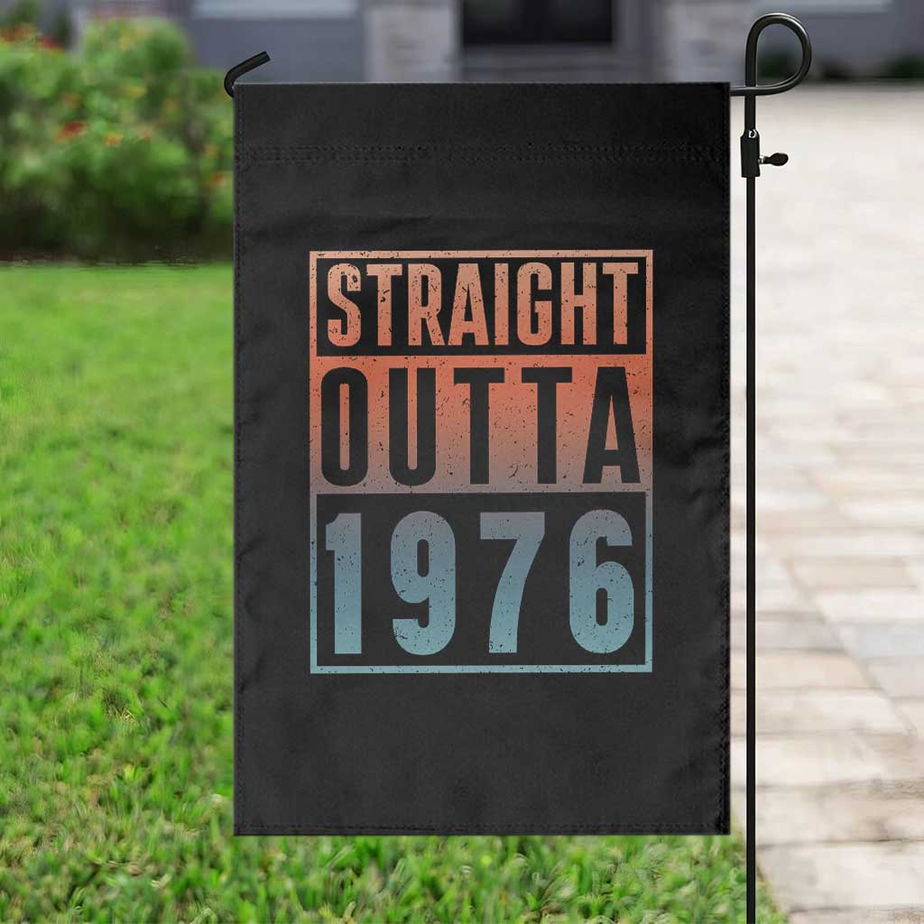 Straight Outta 1976 Garden Flag Funny 50th Birthday Retro Neon Gradient Effect Printing TS02 Print Your Wear