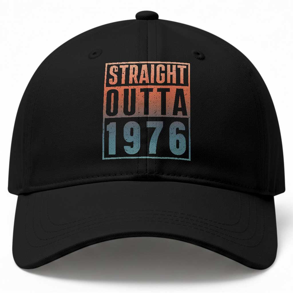 Straight Outta 1976 Baseball Cap Funny 50th Birthday Retro Neon Gradient Effect Printing TS02 Print Your Wear