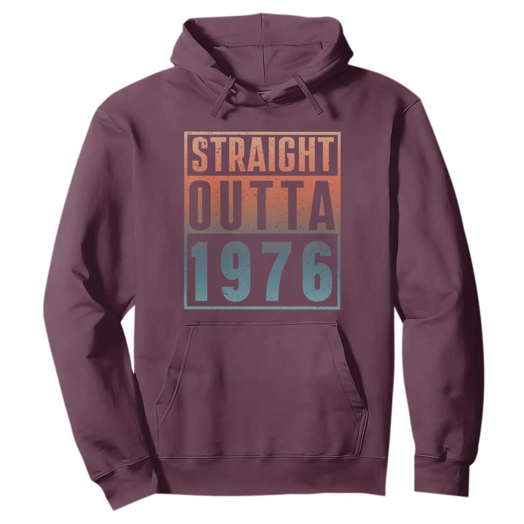 Straight Outta 1976 Hoodie Funny 50th Birthday Retro Neon Gradient Effect Printing TS02 Maroon Print Your Wear