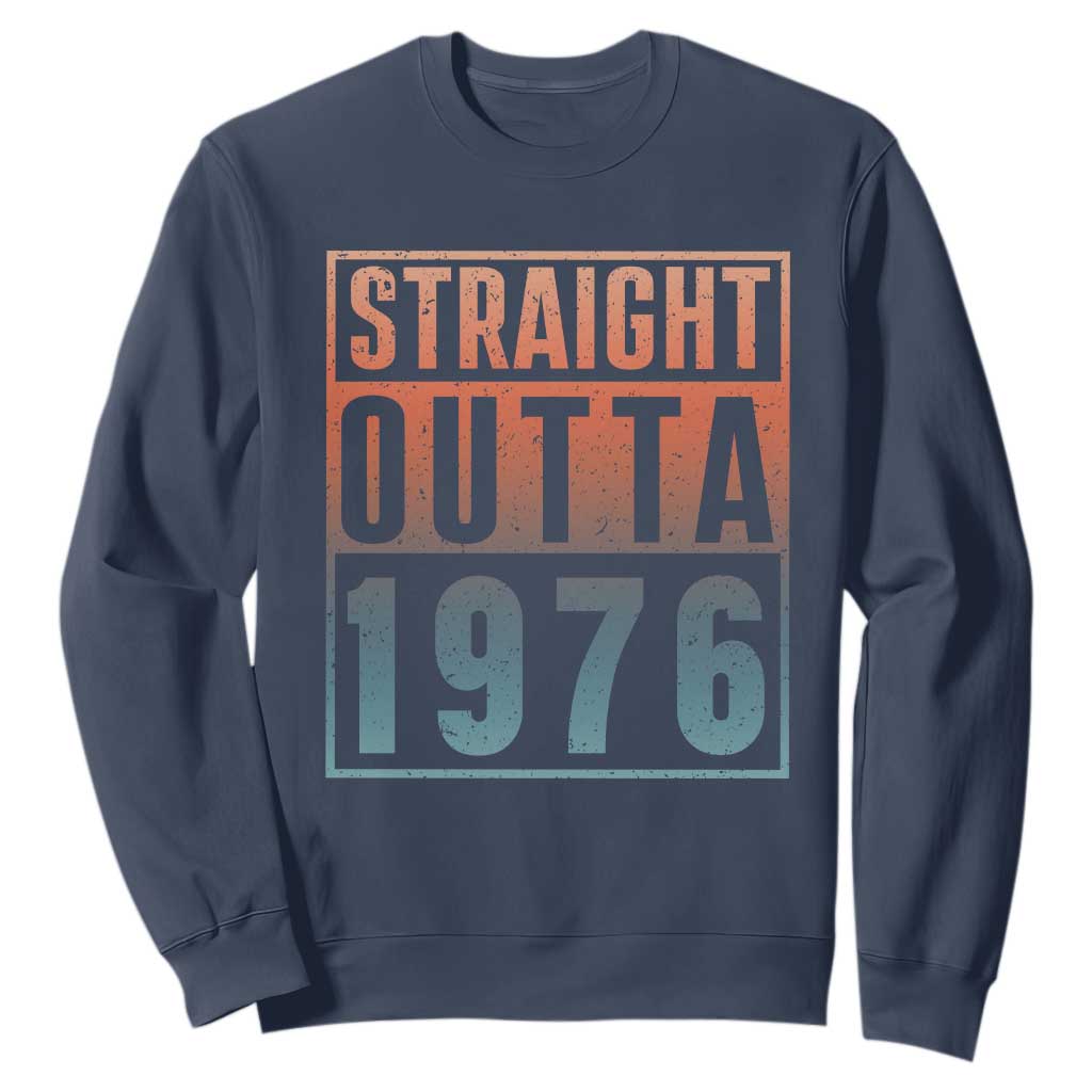 Straight Outta 1976 Sweatshirt Funny 50th Birthday Retro Neon Gradient Effect Printing TS02 Navy Print Your Wear