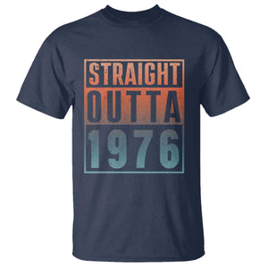 Straight Outta 1976 T Shirt Funny 50th Birthday Retro Neon Gradient Effect Printing TS02 Navy Print Your Wear