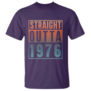 Straight Outta 1976 T Shirt Funny 50th Birthday Retro Neon Gradient Effect Printing TS02 Purple Print Your Wear