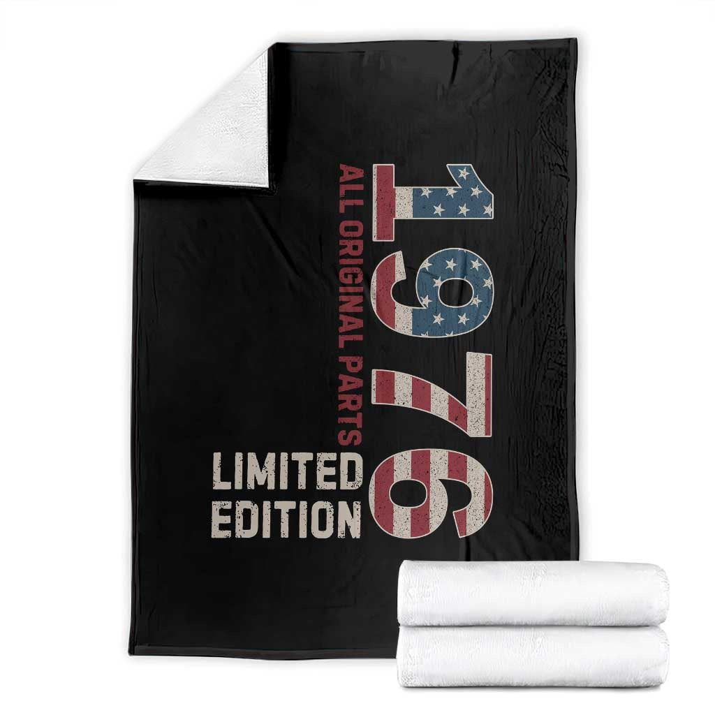 Vintage 1976 All Original Parts Throw Blanket Patriotic US Flag 50th Birthday Gift TS02 Black Print Your Wear