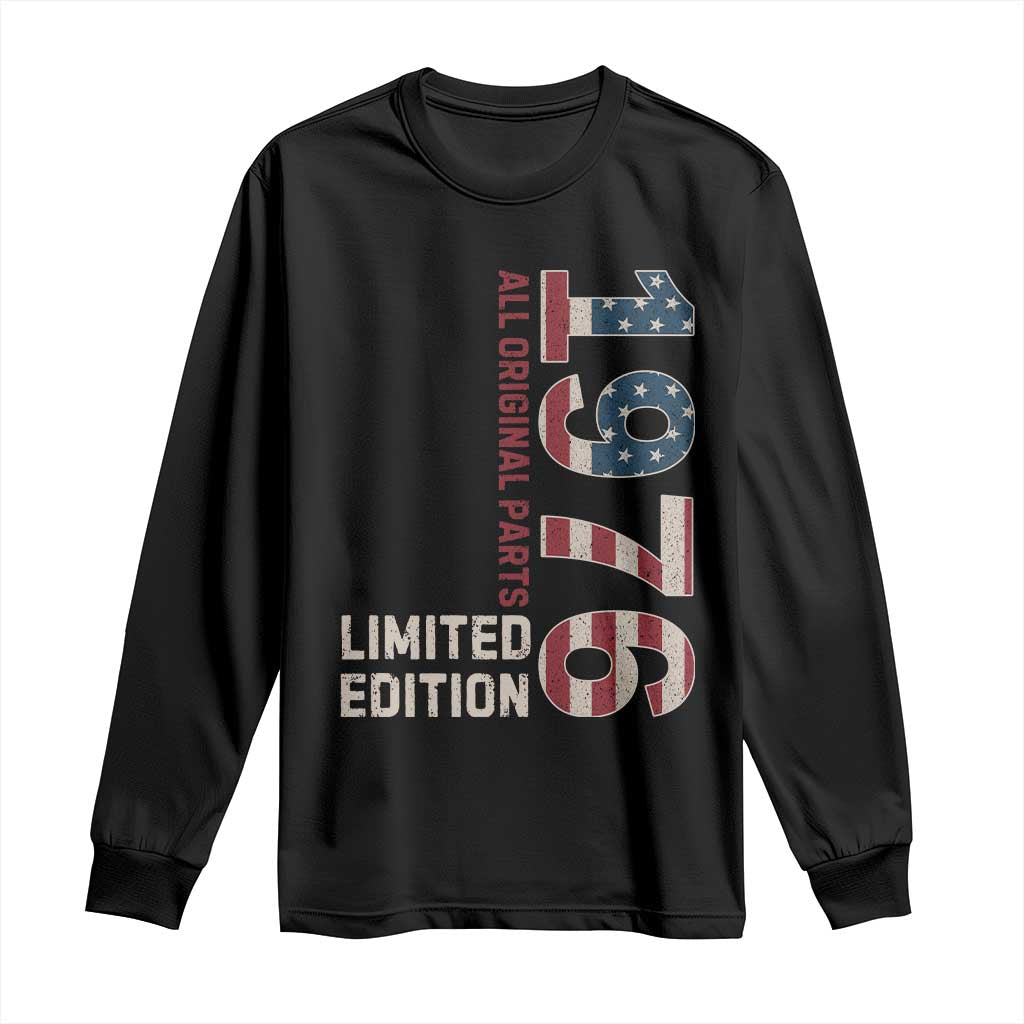 Vintage 1976 All Original Parts Long Sleeve Shirt Patriotic US Flag 50th Birthday Gift TS02 Black Print Your Wear