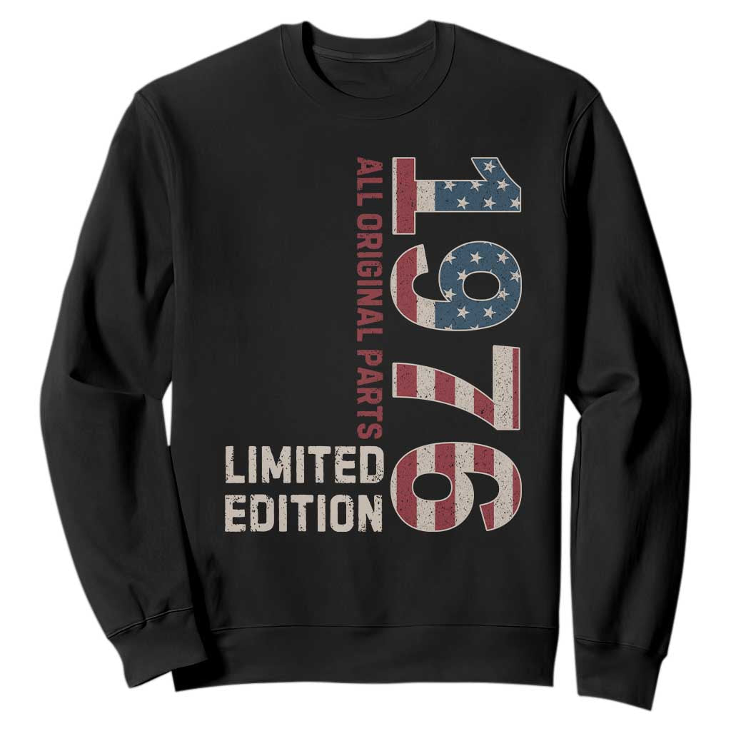 Vintage 1976 All Original Parts Sweatshirt Patriotic US Flag 50th Birthday Gift TS02 Black Print Your Wear