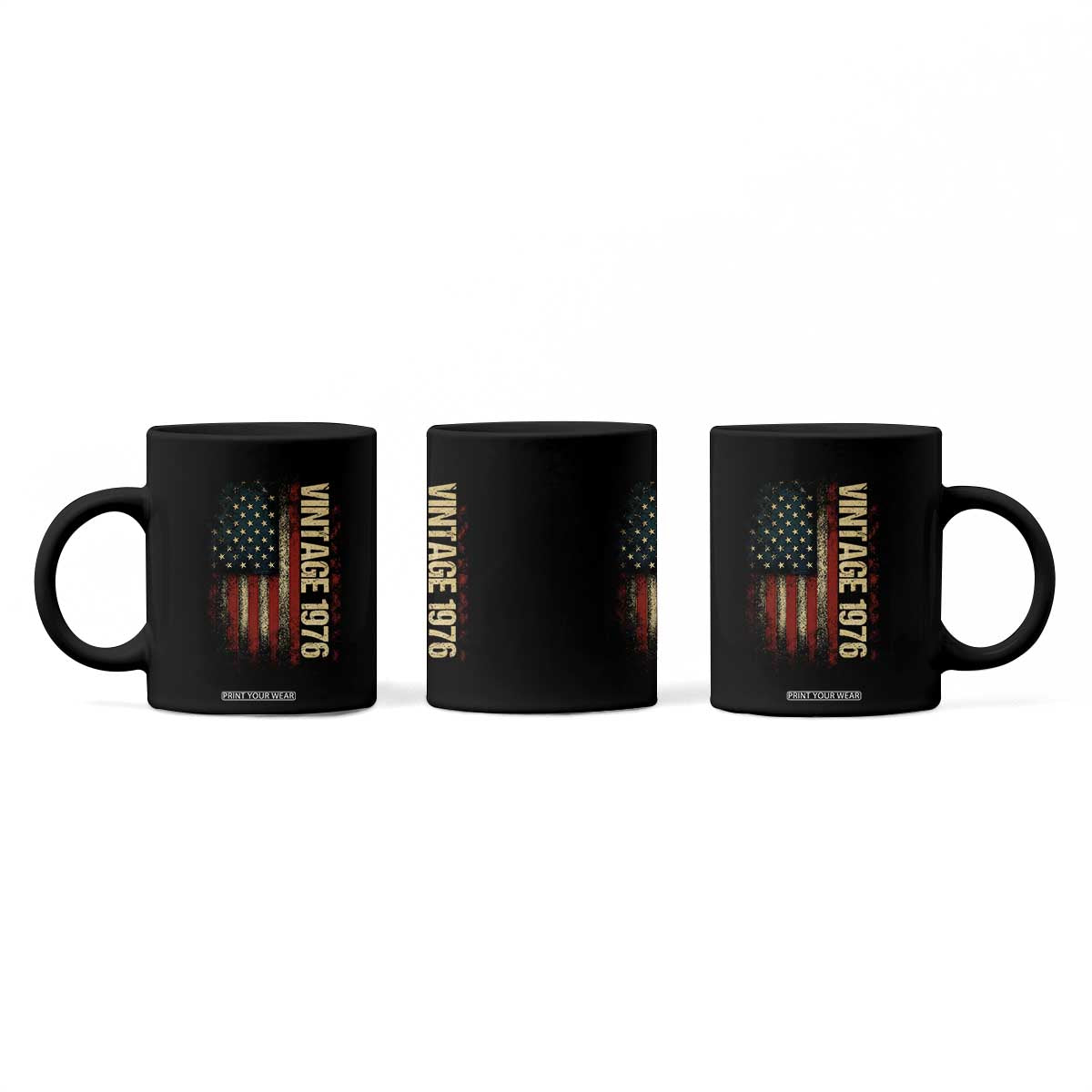 Vintage 1976 Distressed American Flag Coffee Mug Patriotic 50th Birthday Graphic TS02 Print Your Wear
