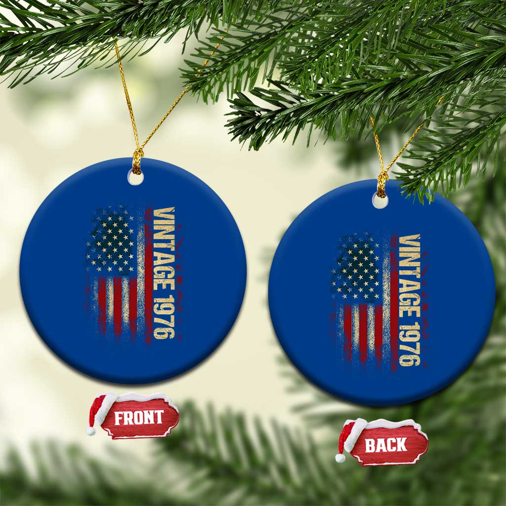 Vintage 1976 Distressed American Flag Ceramic Ornament Patriotic 50th Birthday Graphic TS02 1pc Blue Print Your Wear