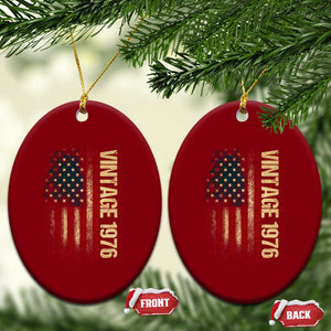 Vintage 1976 Distressed American Flag Ceramic Ornament Patriotic 50th Birthday Graphic TS02 Print Your Wear