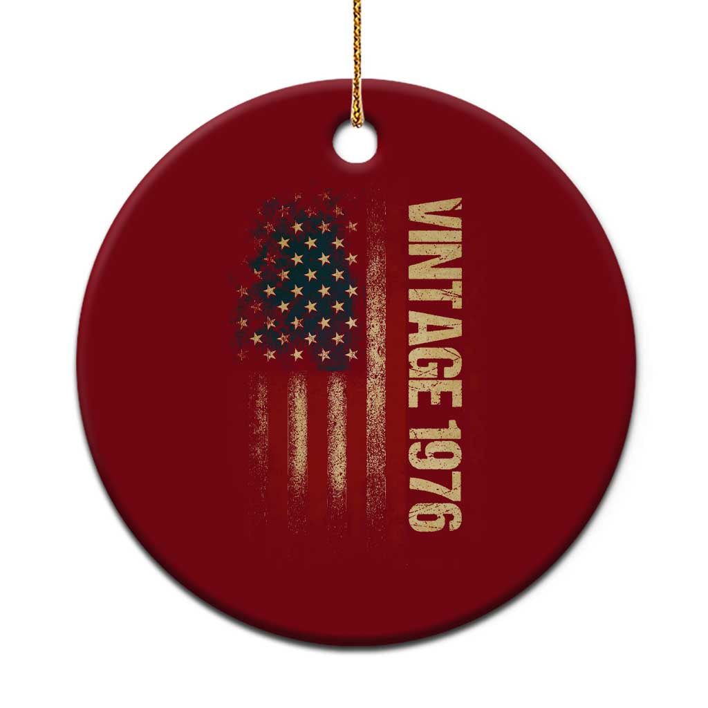 Vintage 1976 Distressed American Flag Ceramic Ornament Patriotic 50th Birthday Graphic TS02 1pc Red Print Your Wear