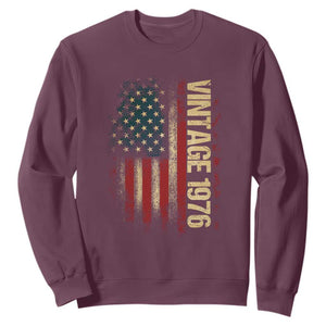Vintage 1976 Distressed American Flag Sweatshirt Patriotic 50th Birthday Graphic TS02 Maroon Print Your Wear