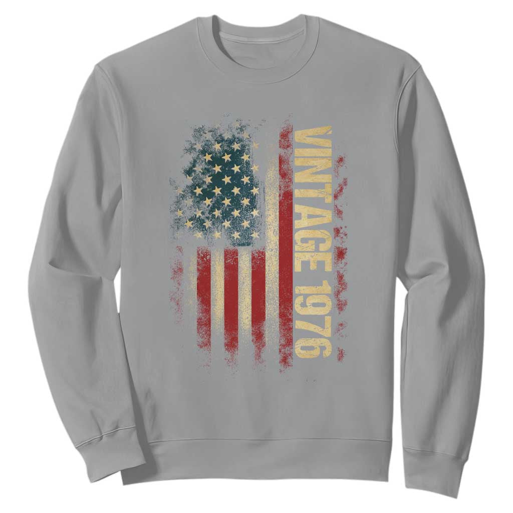 Vintage 1976 Distressed American Flag Sweatshirt Patriotic 50th Birthday Graphic TS02 Sport Gray Print Your Wear