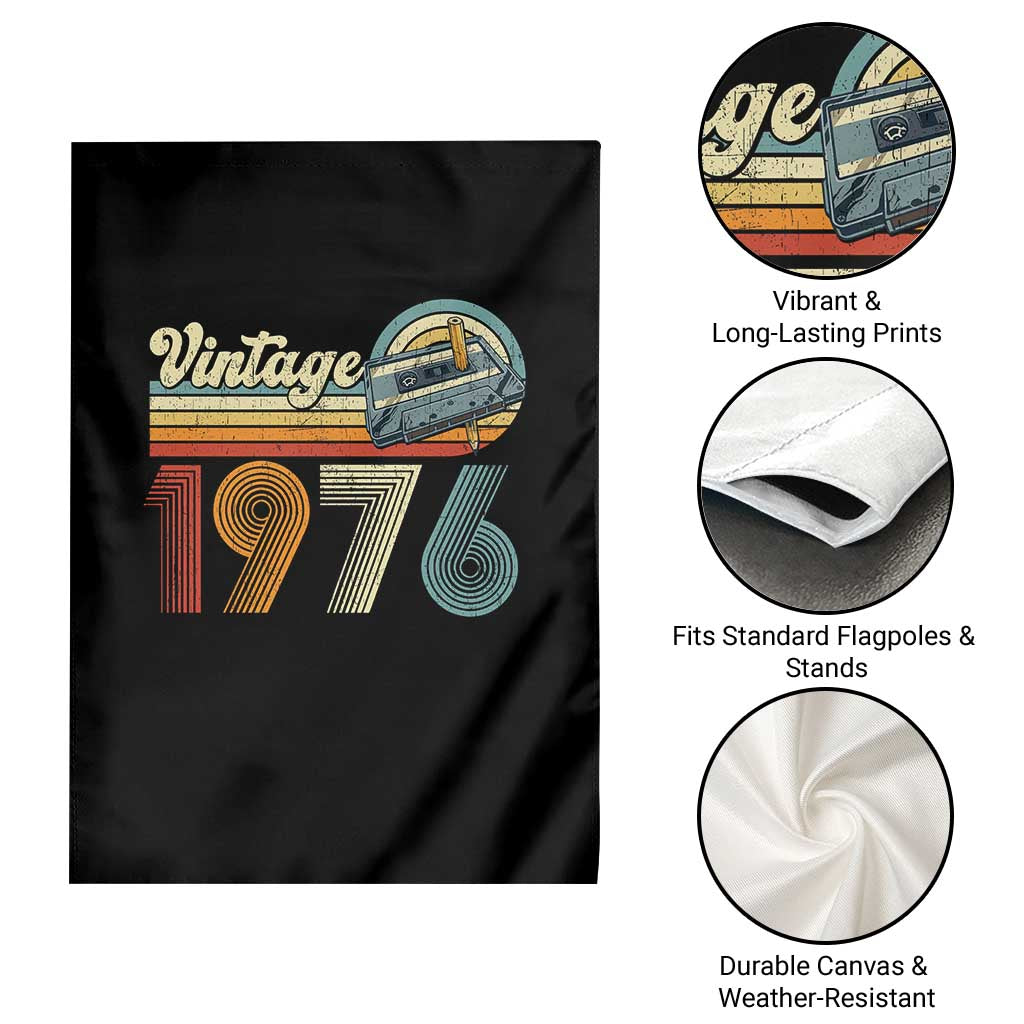 Vintage Sunset 1976 Retro Cassette Garden Flag Mechanical Dial Tech Nostalgia 50th Birthday TS02 Print Your Wear