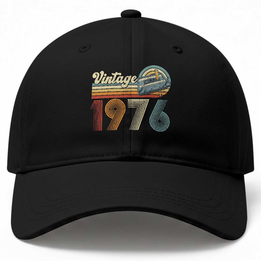 Vintage Sunset 1976 Retro Cassette Baseball Cap Mechanical Dial Tech Nostalgia 50th Birthday TS02 Print Your Wear