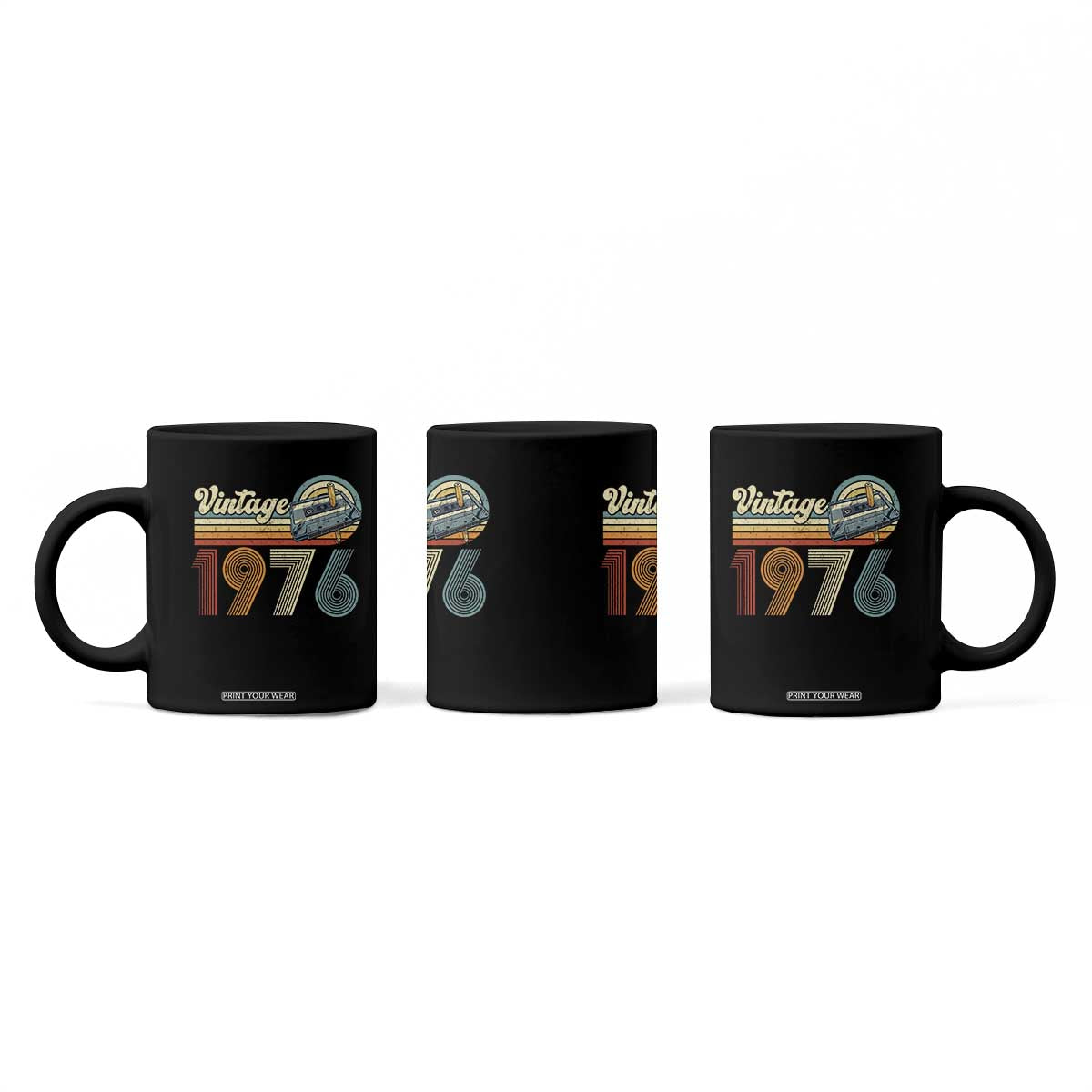 Vintage Sunset 1976 Retro Cassette Coffee Mug Mechanical Dial Tech Nostalgia 50th Birthday TS02 Print Your Wear