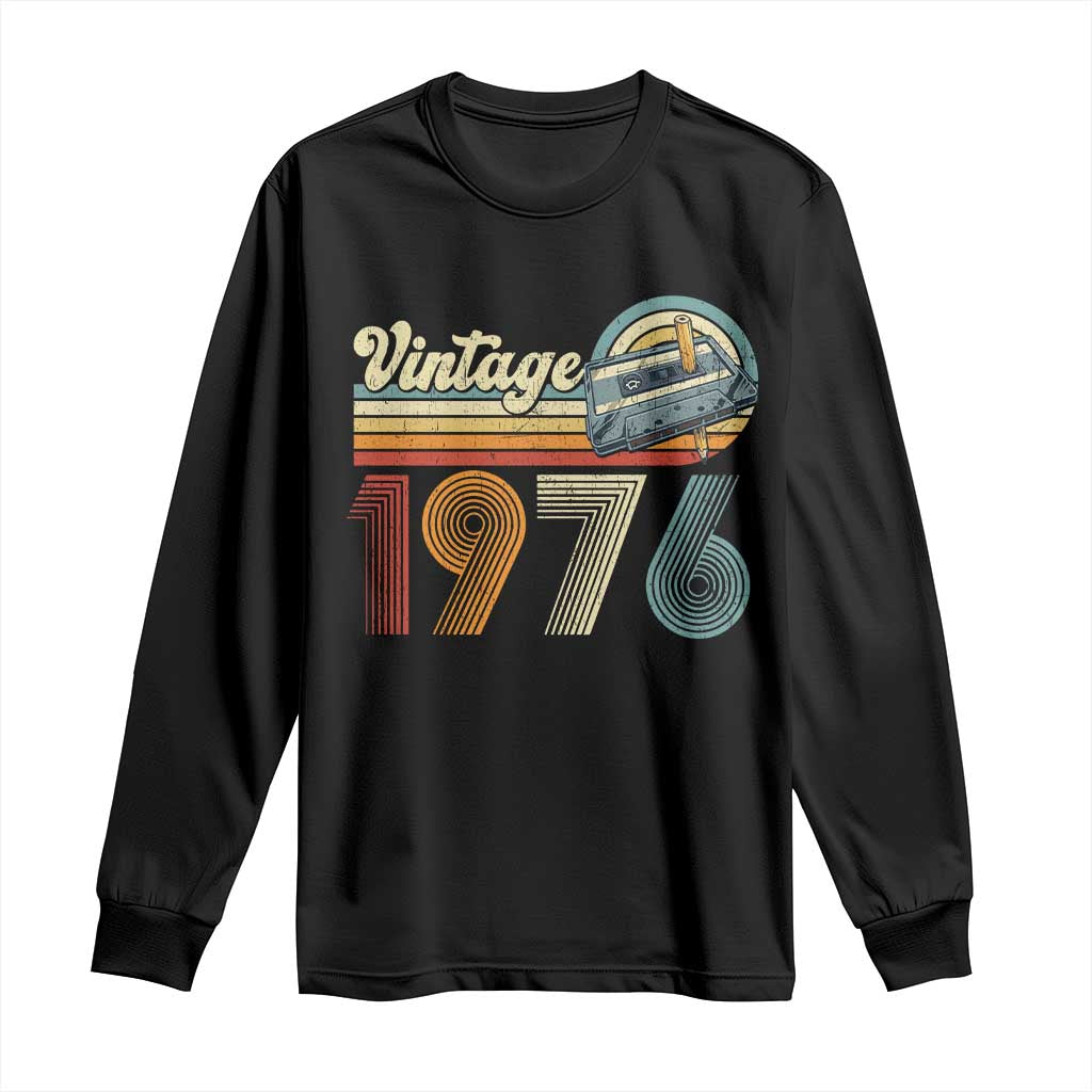 Vintage Sunset 1976 Retro Cassette Long Sleeve Shirt Mechanical Dial Tech Nostalgia 50th Birthday TS02 Black Print Your Wear