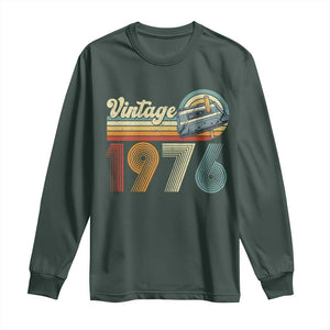 Vintage Sunset 1976 Retro Cassette Long Sleeve Shirt Mechanical Dial Tech Nostalgia 50th Birthday TS02 Dark Forest Green Print Your Wear