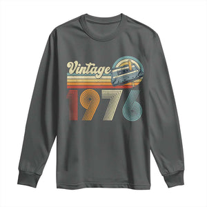 Vintage Sunset 1976 Retro Cassette Long Sleeve Shirt Mechanical Dial Tech Nostalgia 50th Birthday TS02 Dark Heather Print Your Wear