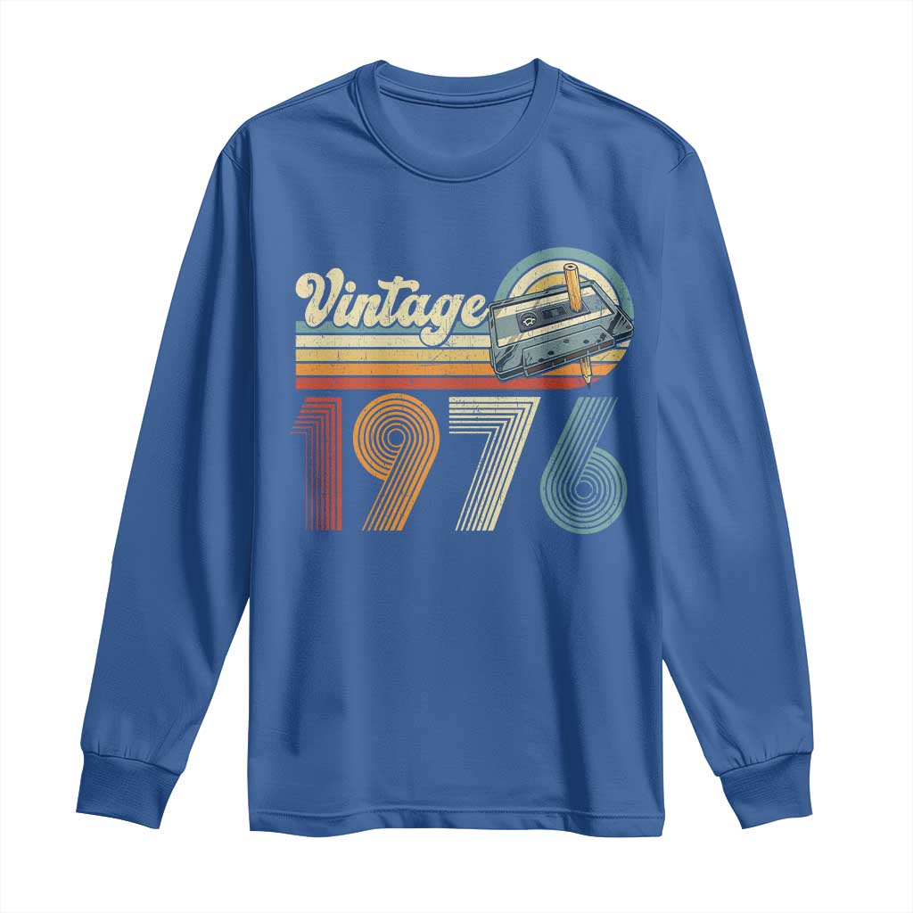 Vintage Sunset 1976 Retro Cassette Long Sleeve Shirt Mechanical Dial Tech Nostalgia 50th Birthday TS02 Royal Blue Print Your Wear
