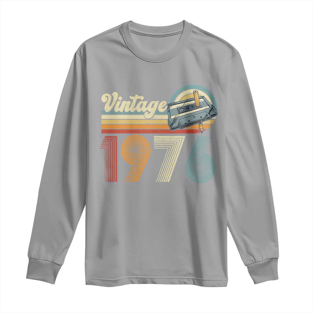 Vintage Sunset 1976 Retro Cassette Long Sleeve Shirt Mechanical Dial Tech Nostalgia 50th Birthday TS02 Sport Gray Print Your Wear