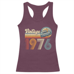 Vintage Sunset 1976 Retro Cassette Racerback Tank Top Mechanical Dial Tech Nostalgia 50th Birthday TS02 Maroon Print Your Wear