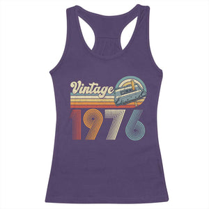Vintage Sunset 1976 Retro Cassette Racerback Tank Top Mechanical Dial Tech Nostalgia 50th Birthday TS02 Purple Print Your Wear