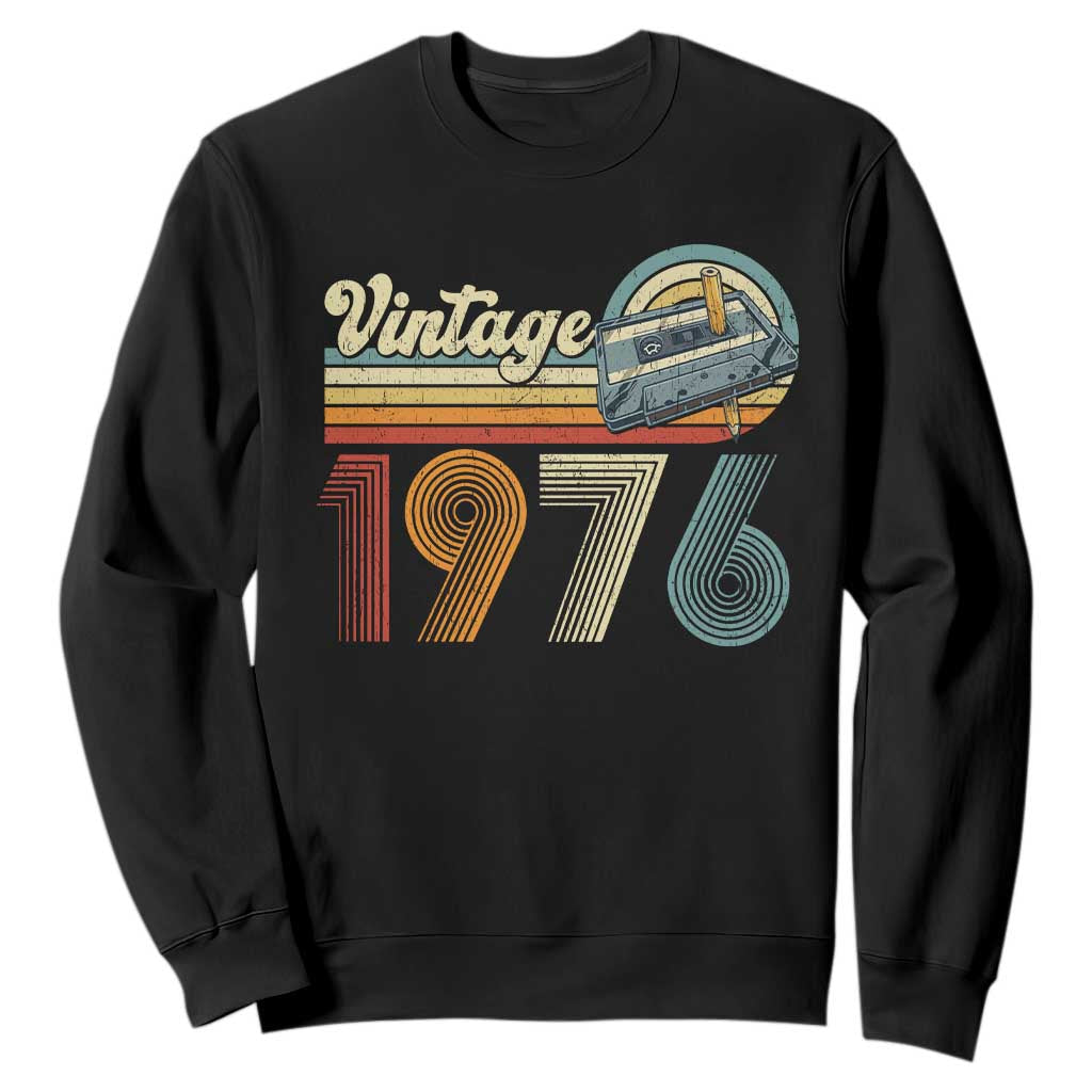 Vintage Sunset 1976 Retro Cassette Sweatshirt Mechanical Dial Tech Nostalgia 50th Birthday TS02 Black Print Your Wear