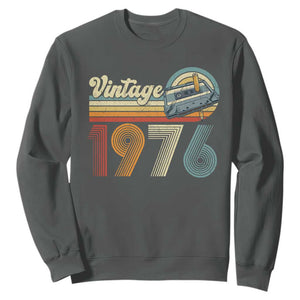 Vintage Sunset 1976 Retro Cassette Sweatshirt Mechanical Dial Tech Nostalgia 50th Birthday TS02 Dark Heather Print Your Wear