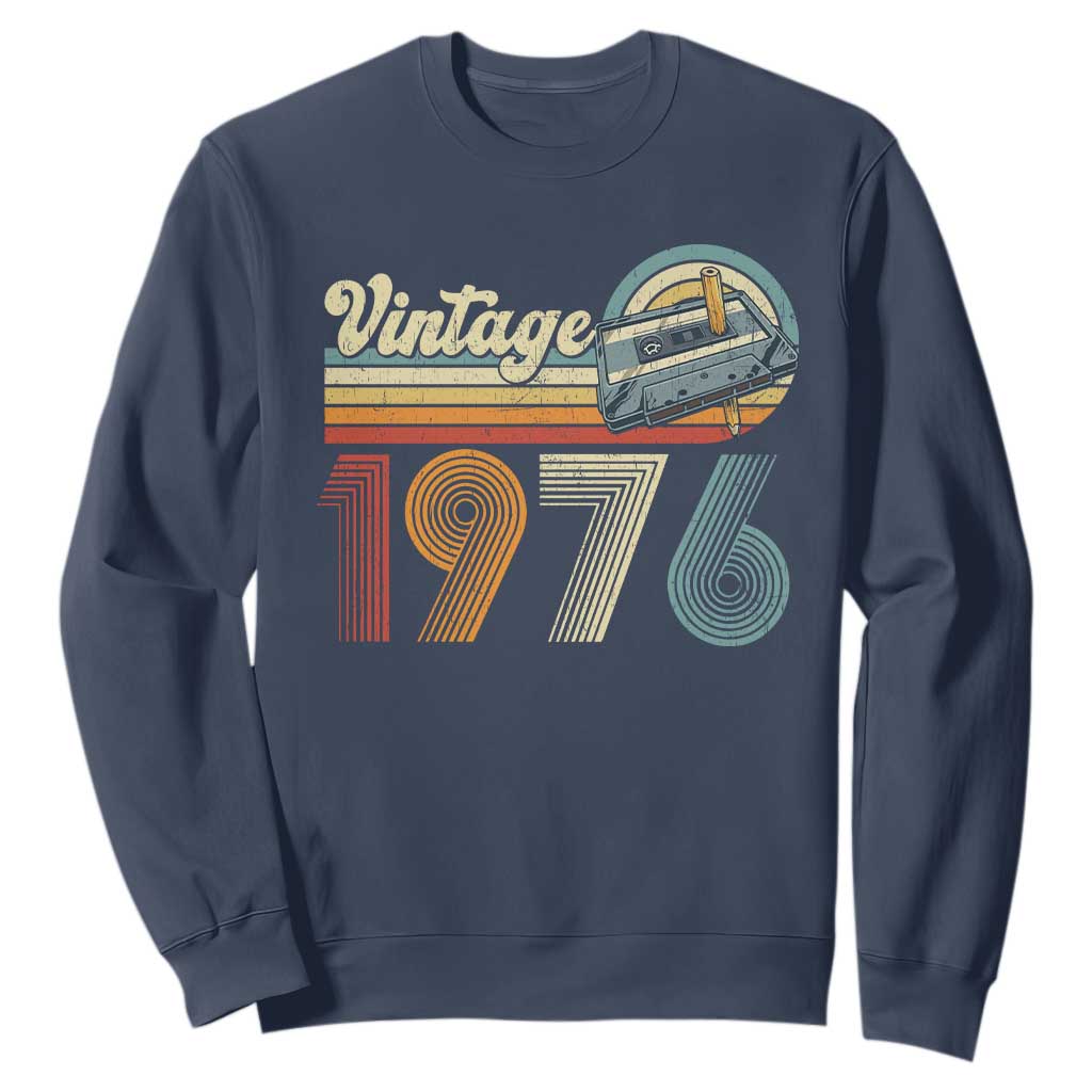 Vintage Sunset 1976 Retro Cassette Sweatshirt Mechanical Dial Tech Nostalgia 50th Birthday TS02 Navy Print Your Wear