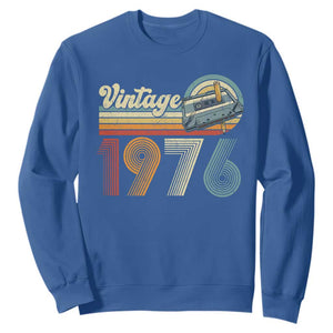 Vintage Sunset 1976 Retro Cassette Sweatshirt Mechanical Dial Tech Nostalgia 50th Birthday TS02 Royal Blue Print Your Wear