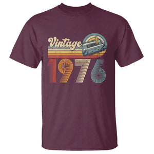 Vintage Sunset 1976 Retro Cassette T Shirt Mechanical Dial Tech Nostalgia 50th Birthday TS02 Maroon Print Your Wear