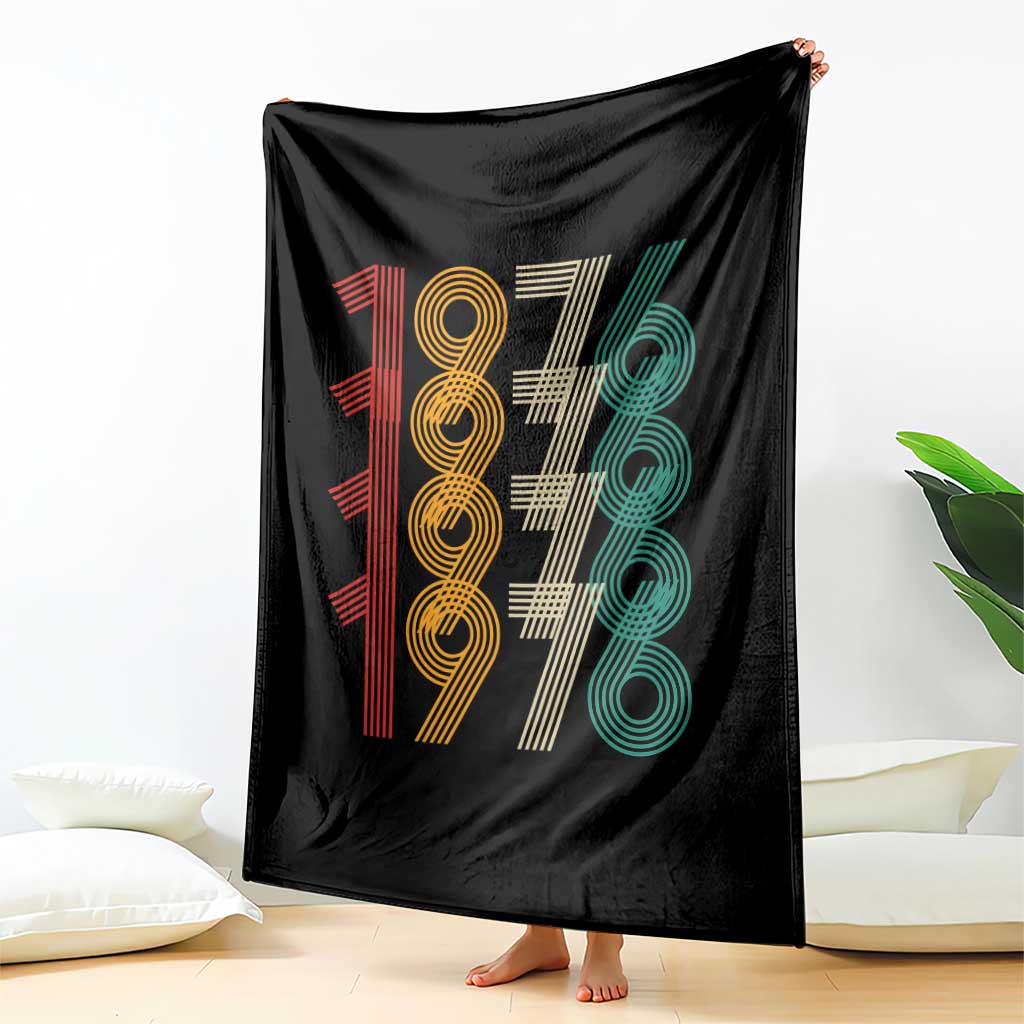 Retro 1976 Multi Line Neon Pop Typography Throw Blanket Vintage 50th Birthday Gift TS02 Print Your Wear