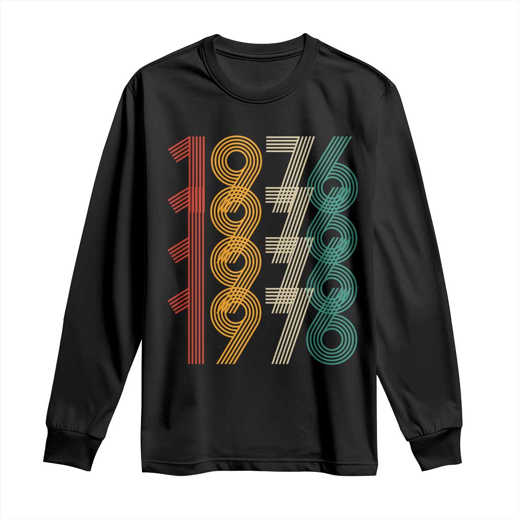 Retro 1976 Multi Line Neon Pop Typography Long Sleeve Shirt Vintage 50th Birthday Gift TS02 Black Print Your Wear