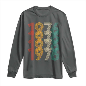 Retro 1976 Multi Line Neon Pop Typography Long Sleeve Shirt Vintage 50th Birthday Gift TS02 Dark Heather Print Your Wear