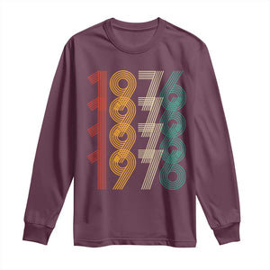 Retro 1976 Multi Line Neon Pop Typography Long Sleeve Shirt Vintage 50th Birthday Gift TS02 Maroon Print Your Wear