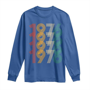 Retro 1976 Multi Line Neon Pop Typography Long Sleeve Shirt Vintage 50th Birthday Gift TS02 Royal Blue Print Your Wear