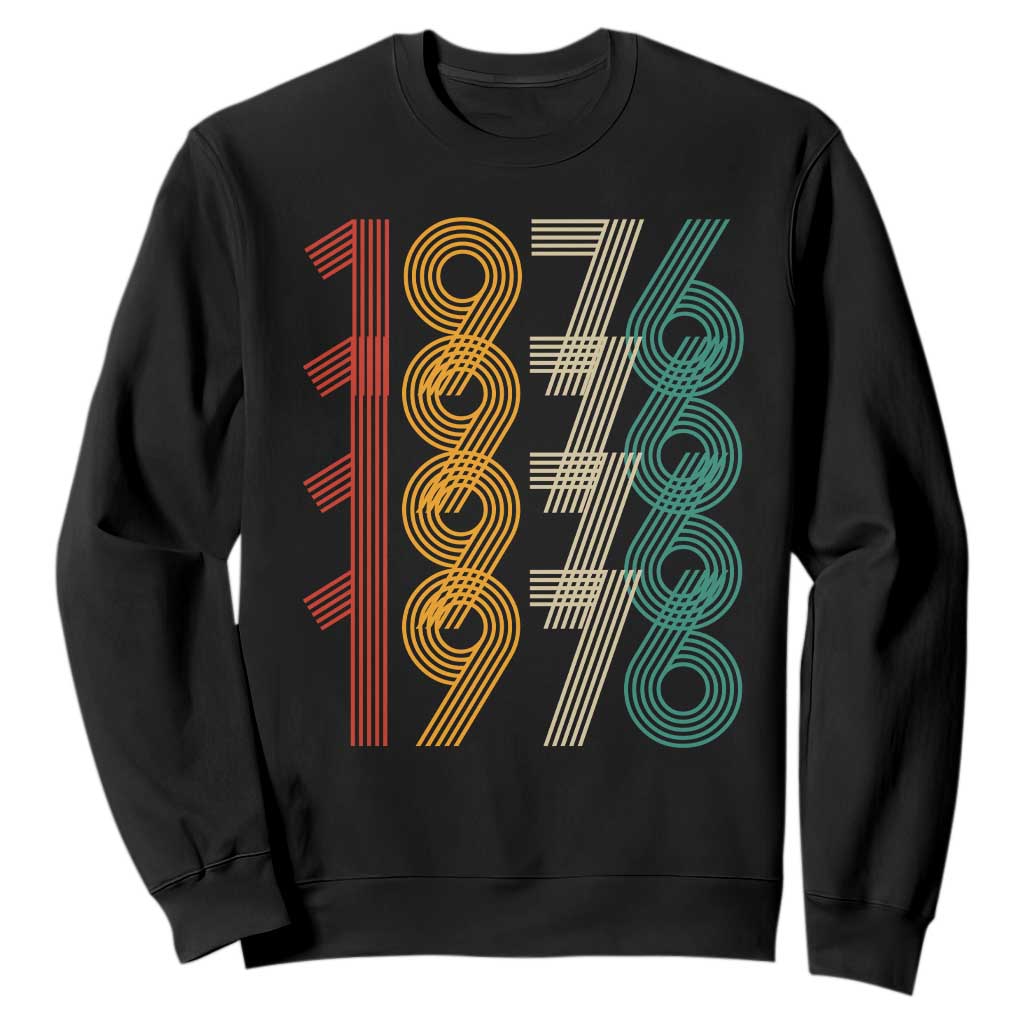 Retro 1976 Multi Line Neon Pop Typography Sweatshirt Vintage 50th Birthday Gift TS02 Black Print Your Wear