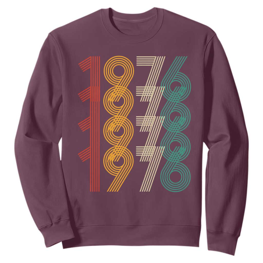 Retro 1976 Multi Line Neon Pop Typography Sweatshirt Vintage 50th Birthday Gift TS02 Maroon Print Your Wear