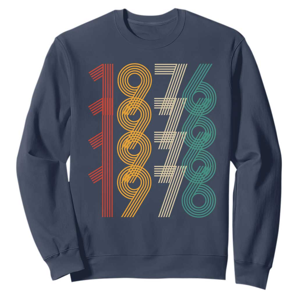 Retro 1976 Multi Line Neon Pop Typography Sweatshirt Vintage 50th Birthday Gift TS02 Navy Print Your Wear