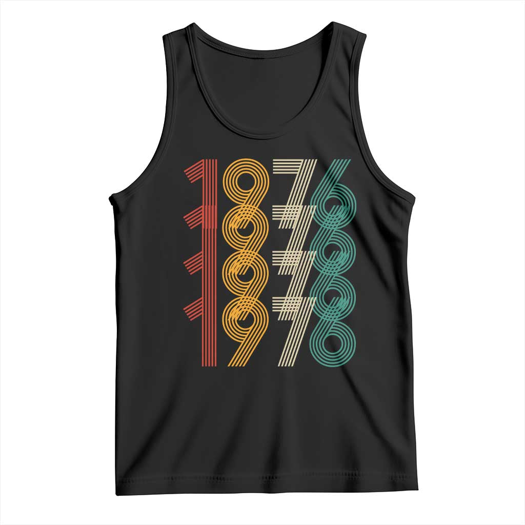 Retro 1976 Multi Line Neon Pop Typography Tank Top Vintage 50th Birthday Gift TS02 Black Print Your Wear