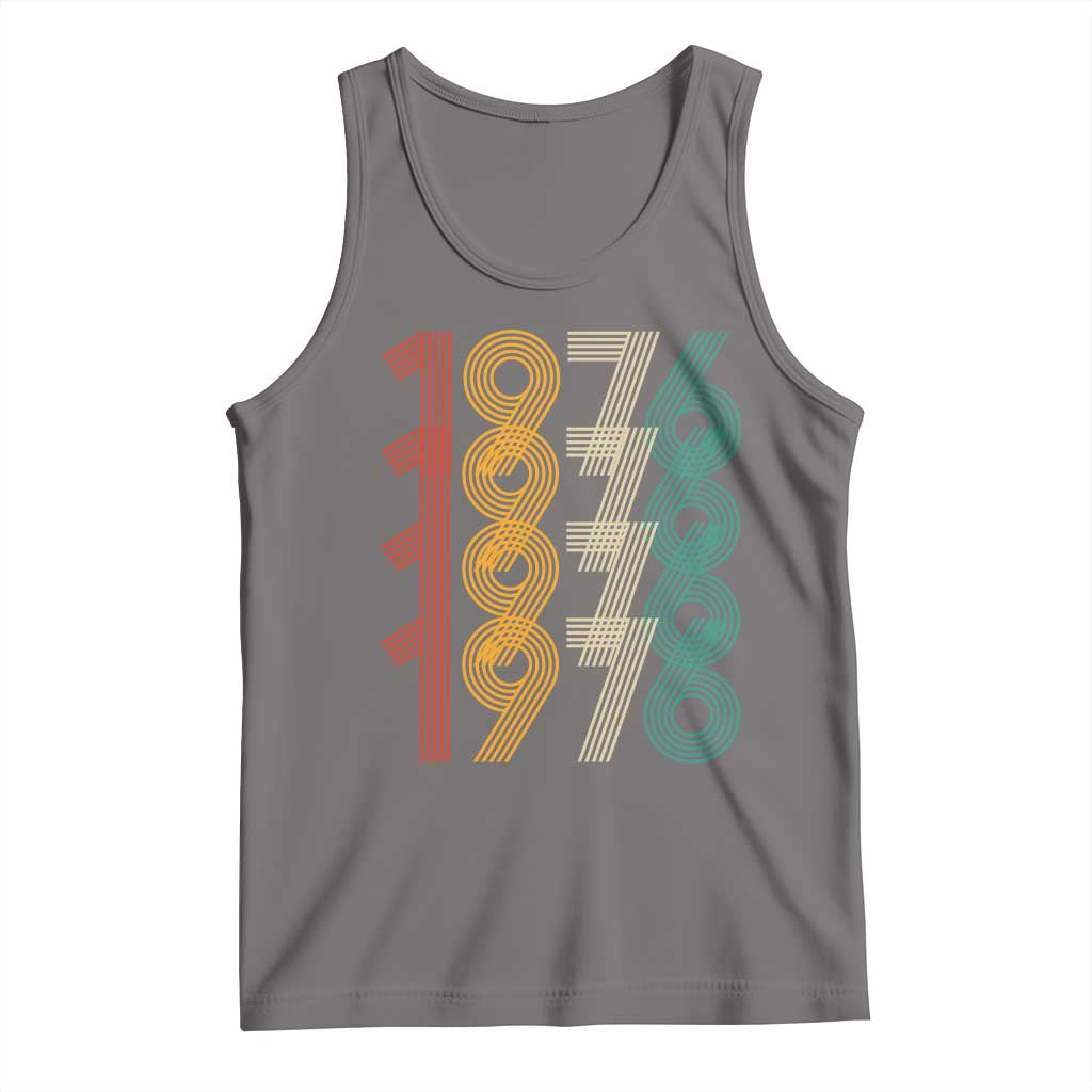Retro 1976 Multi Line Neon Pop Typography Tank Top Vintage 50th Birthday Gift TS02 Deep Heather Print Your Wear