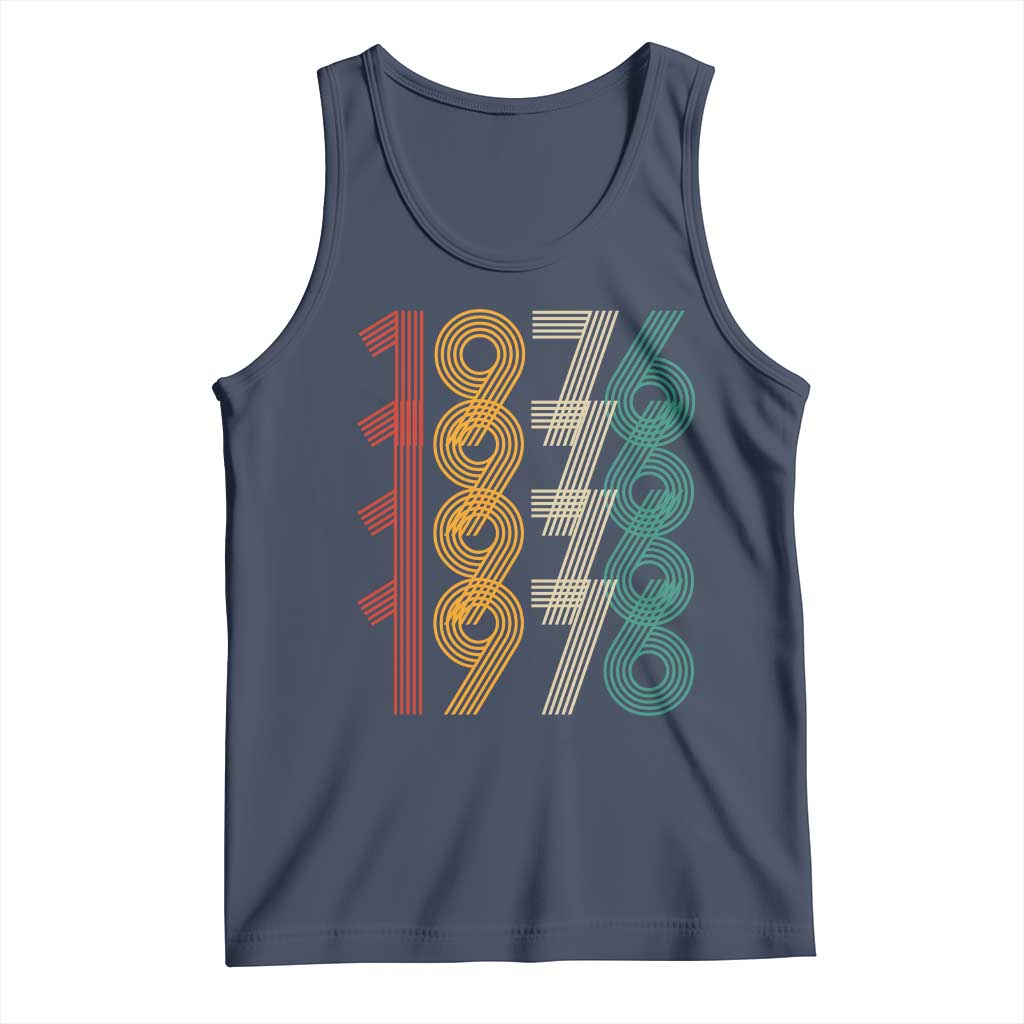 Retro 1976 Multi Line Neon Pop Typography Tank Top Vintage 50th Birthday Gift TS02 Navy Print Your Wear