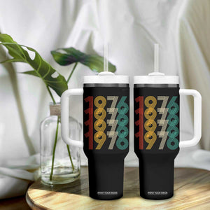 Retro 1976 Multi Line Neon Pop Typography Tumbler With Handle Vintage 50th Birthday Gift TS02 Print Your Wear